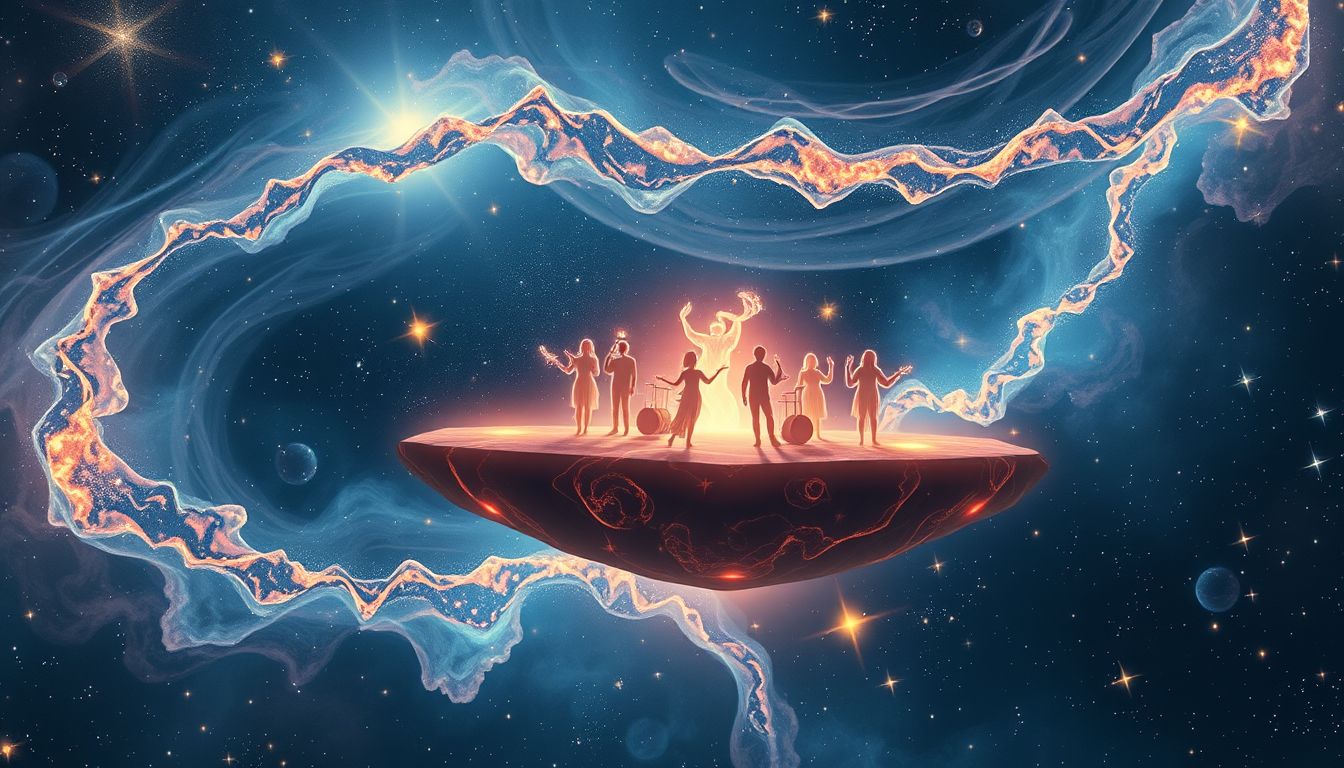 Eine spielende Band auf dem Perron symbolisiert harmonische Übergänge im Leben.