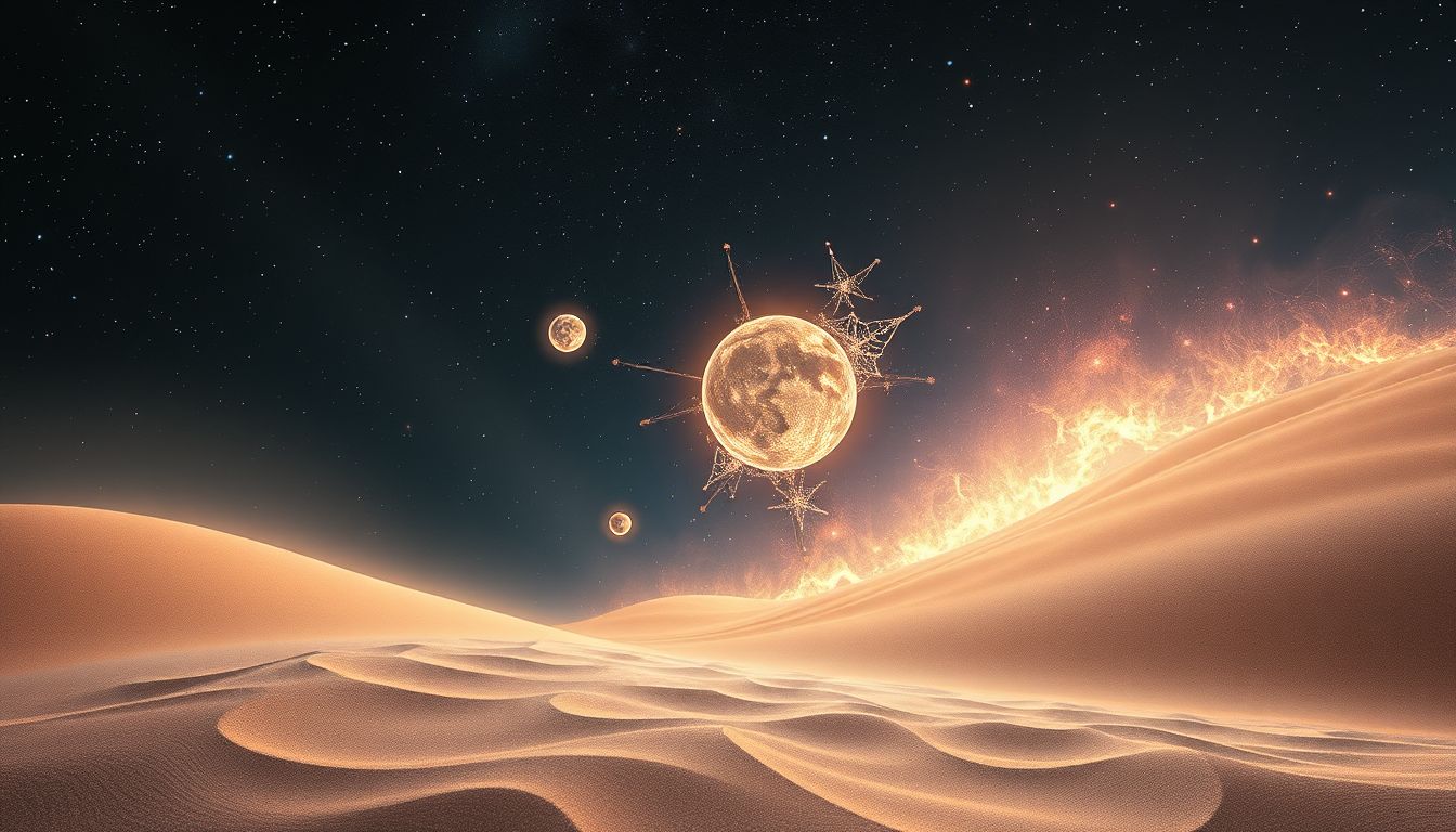 Das im Sand geschriebene Eins mal Eins symbolisiert vergängliche Lebenslektionen.
