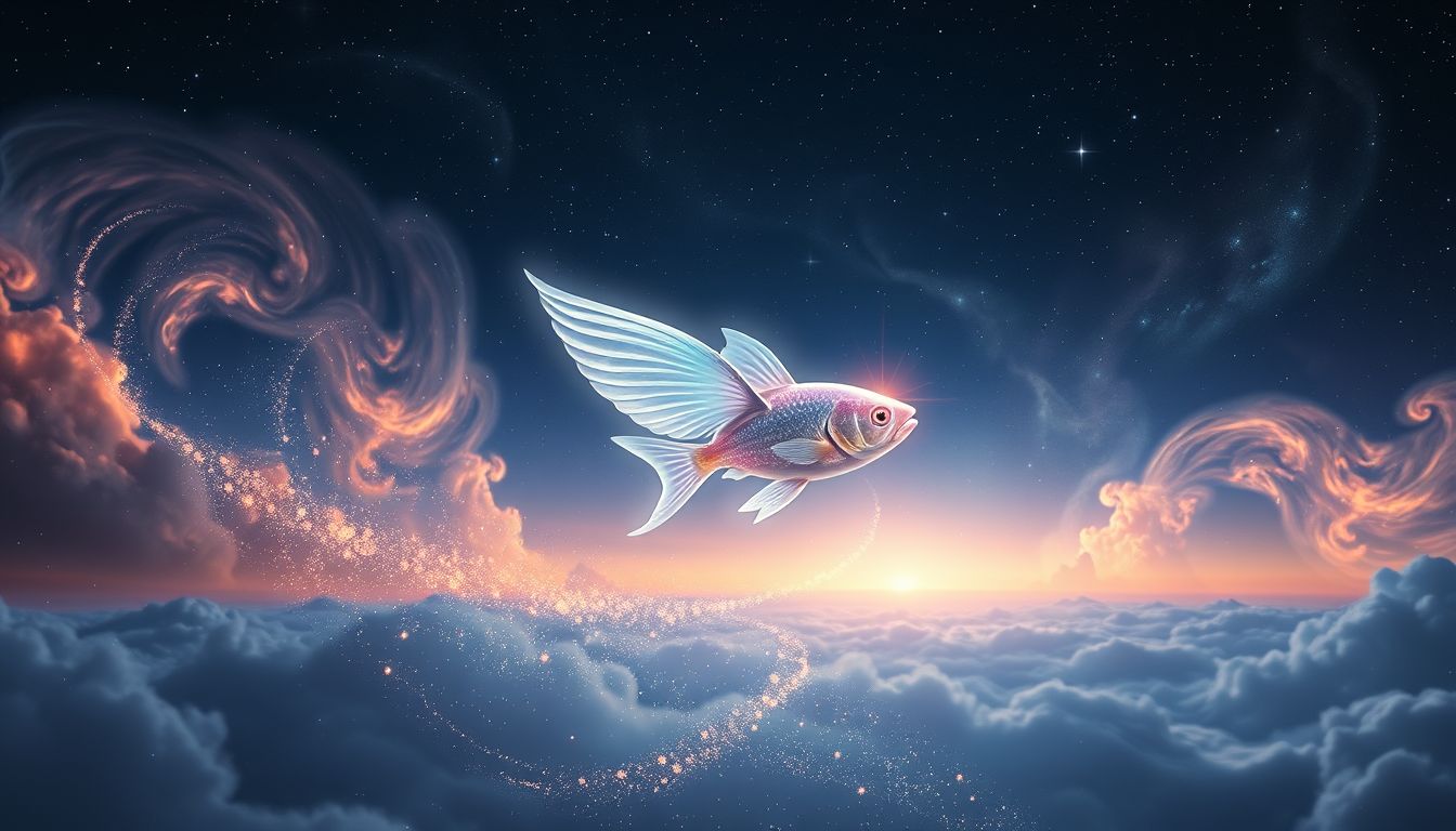 Ein fliegender Fisch im Traum symbolisiert unerwartete, positive Wendungen.