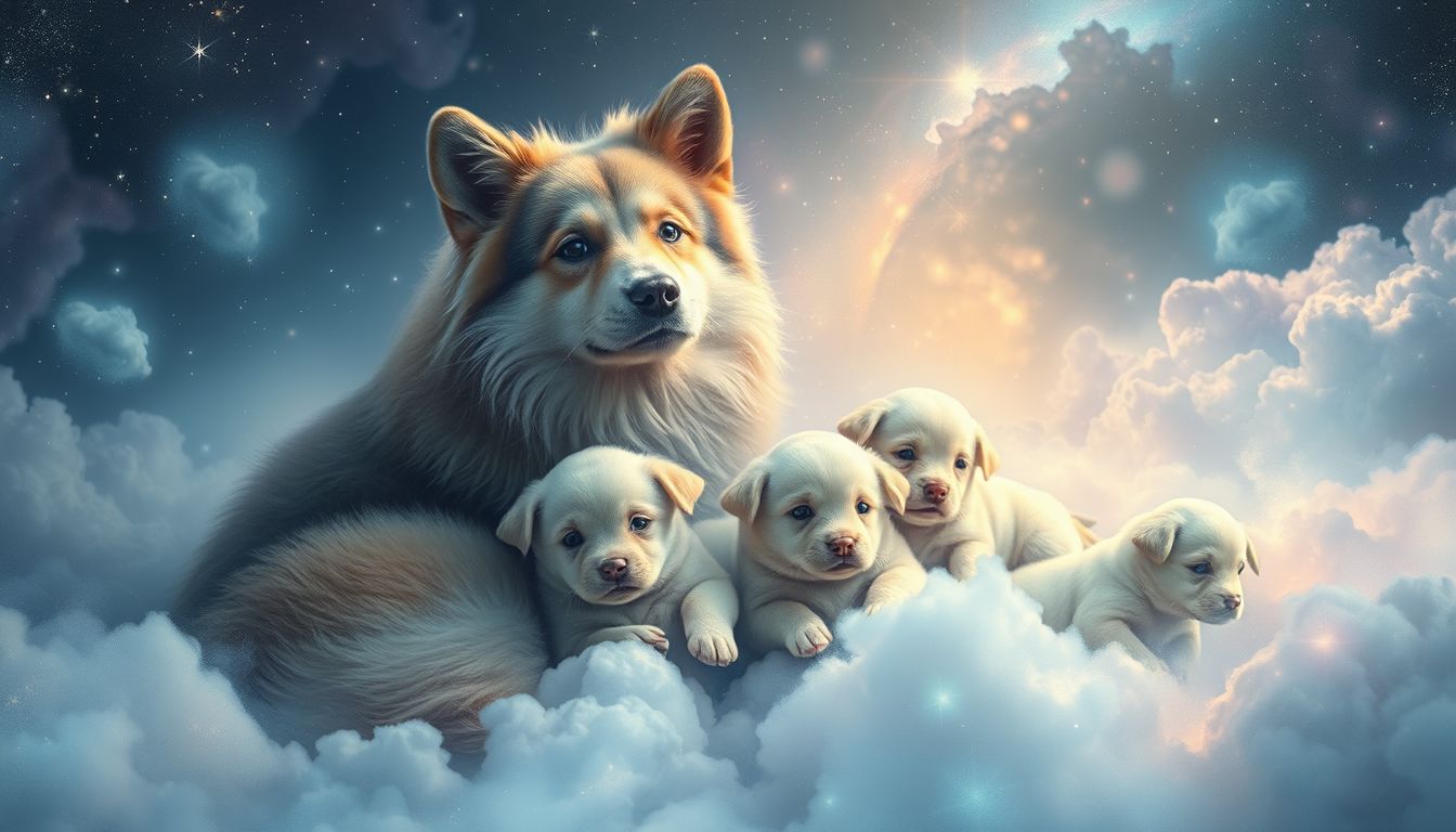 Ein Köter mit Welpen symbolisiert Schutz und neue Verantwortungen im Traum.