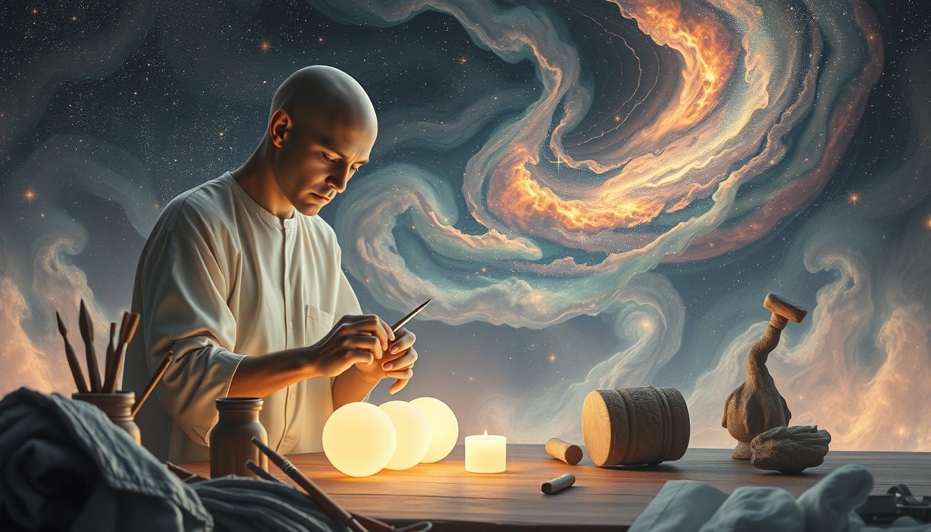 Ein phlegmatischer Handwerker symbolisiert Geduld und beständige Arbeit.