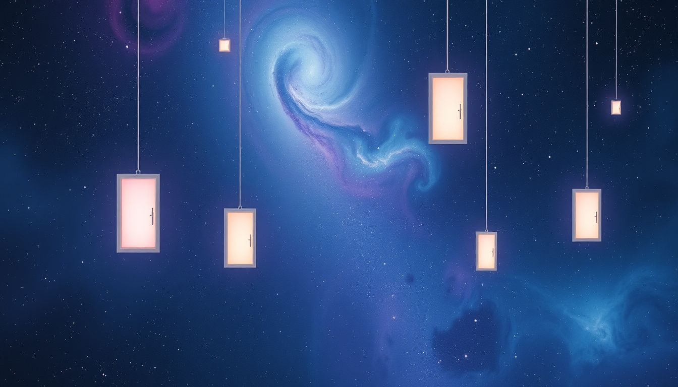 Mehrere verschlossene Türen symbolisieren vielfältige innere Blockaden und Chancen.