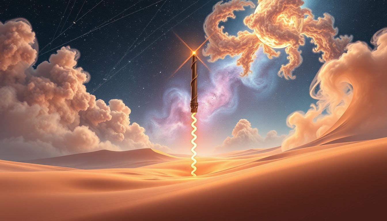 Ein Bohrgerät in der Wüste symbolisiert tief verborgene innere Sehnsüchte.