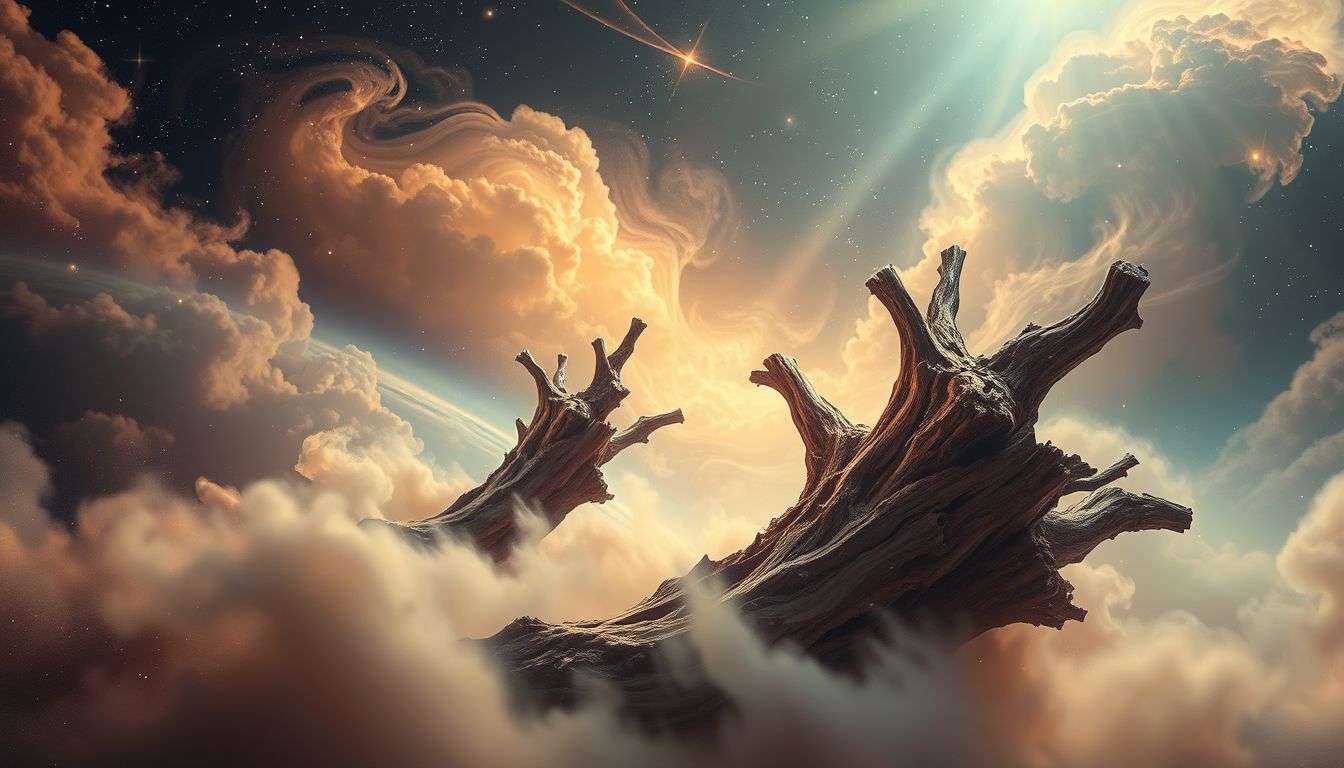 Verfaultes Holz im Traum symbolisiert oft innere Zersetzung und Vergänglichkeit.