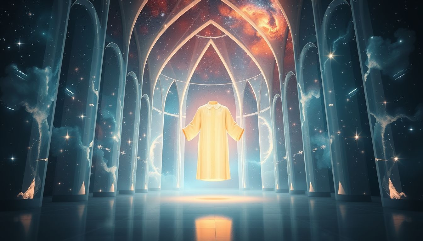 Ein leeres Kirchenchorhemd symbolisiert spirituelle Sehnsucht und Einsamkeit.