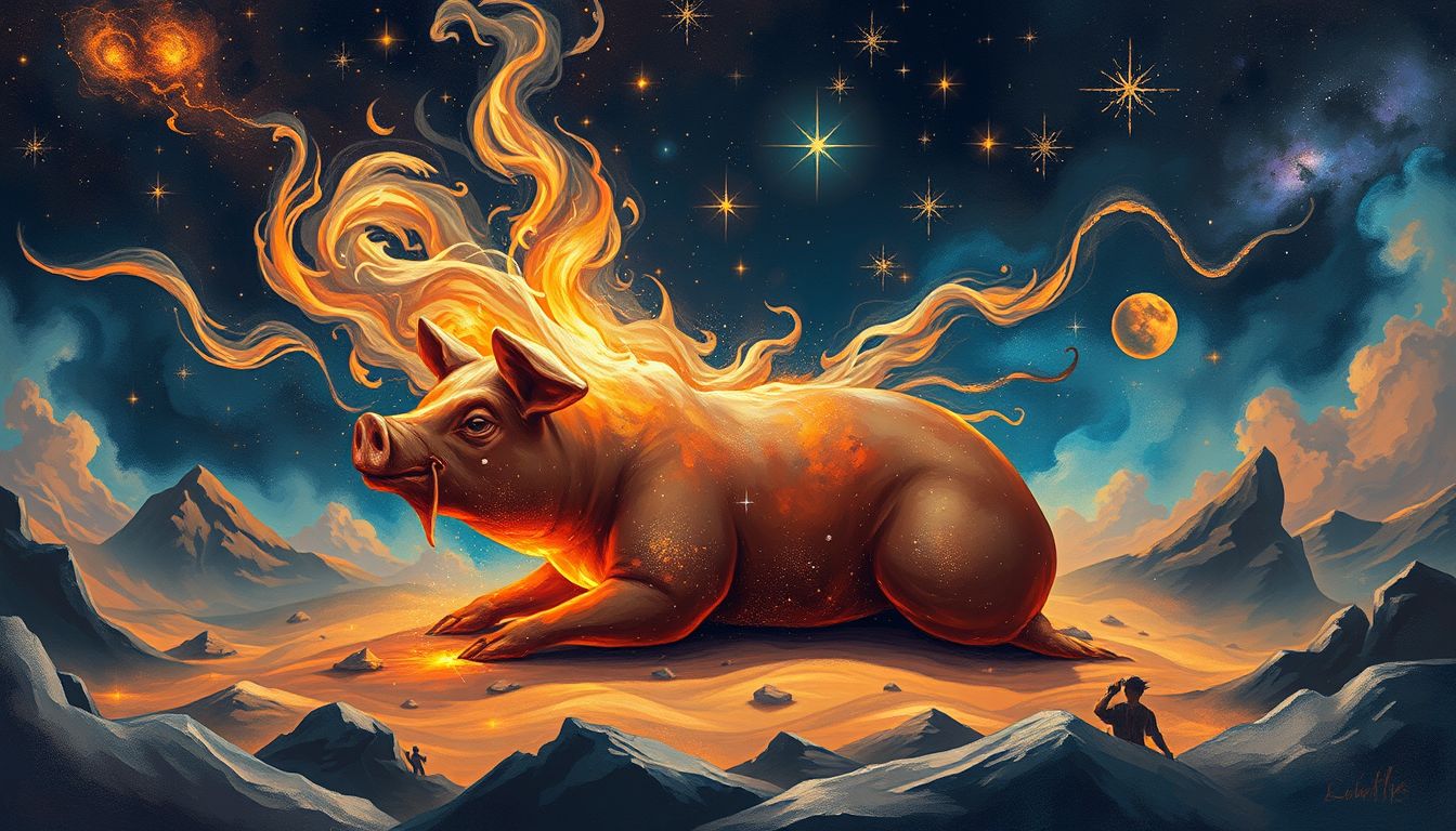 Ein verwandelter Schweinebraten symbolisiert überraschende Lebensveränderungen.