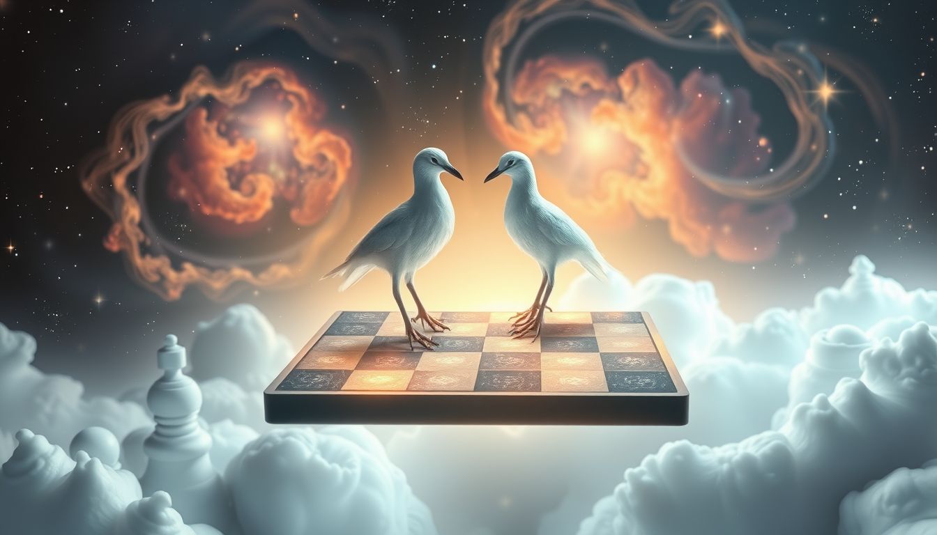 Vogelfüße auf Schachbrett symbolisieren strategische Freiheit im Traum.
