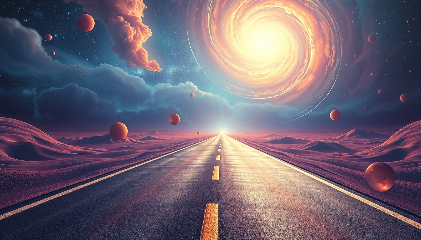 Das endlose Fahren symbolisiert Suche nach Lebenssinn ohne Ziel.