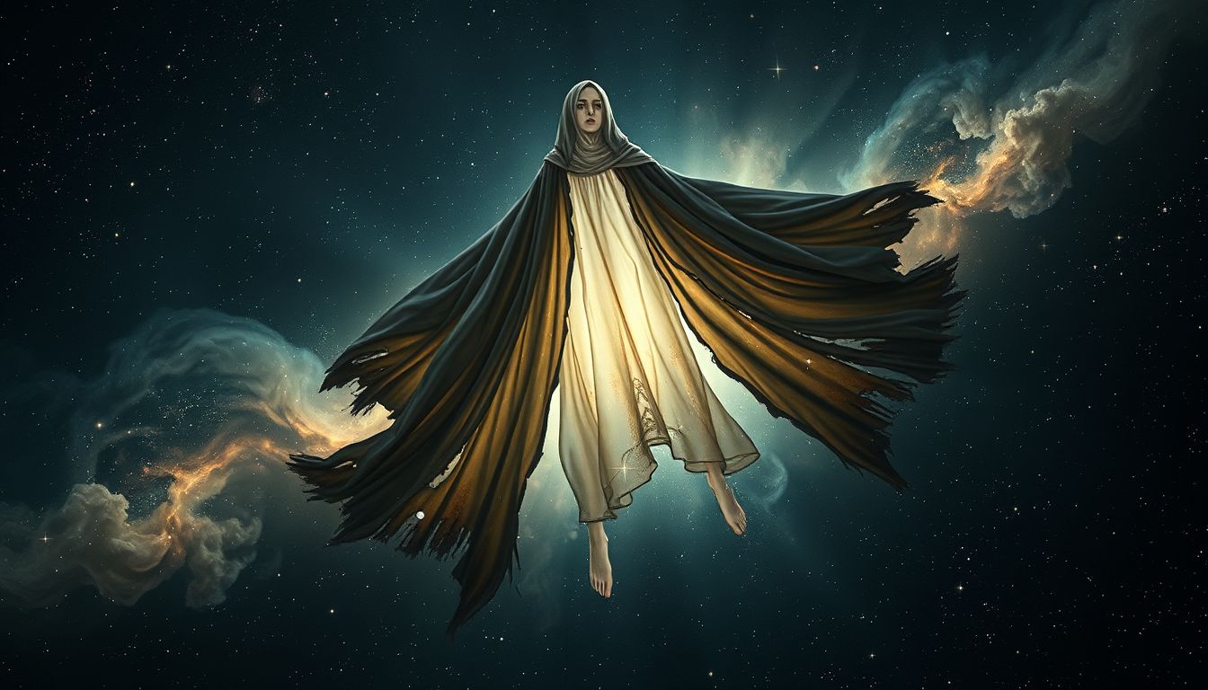 Eine zerrissene Kutte symbolisiert innere Konflikte und Schuldgefühle.