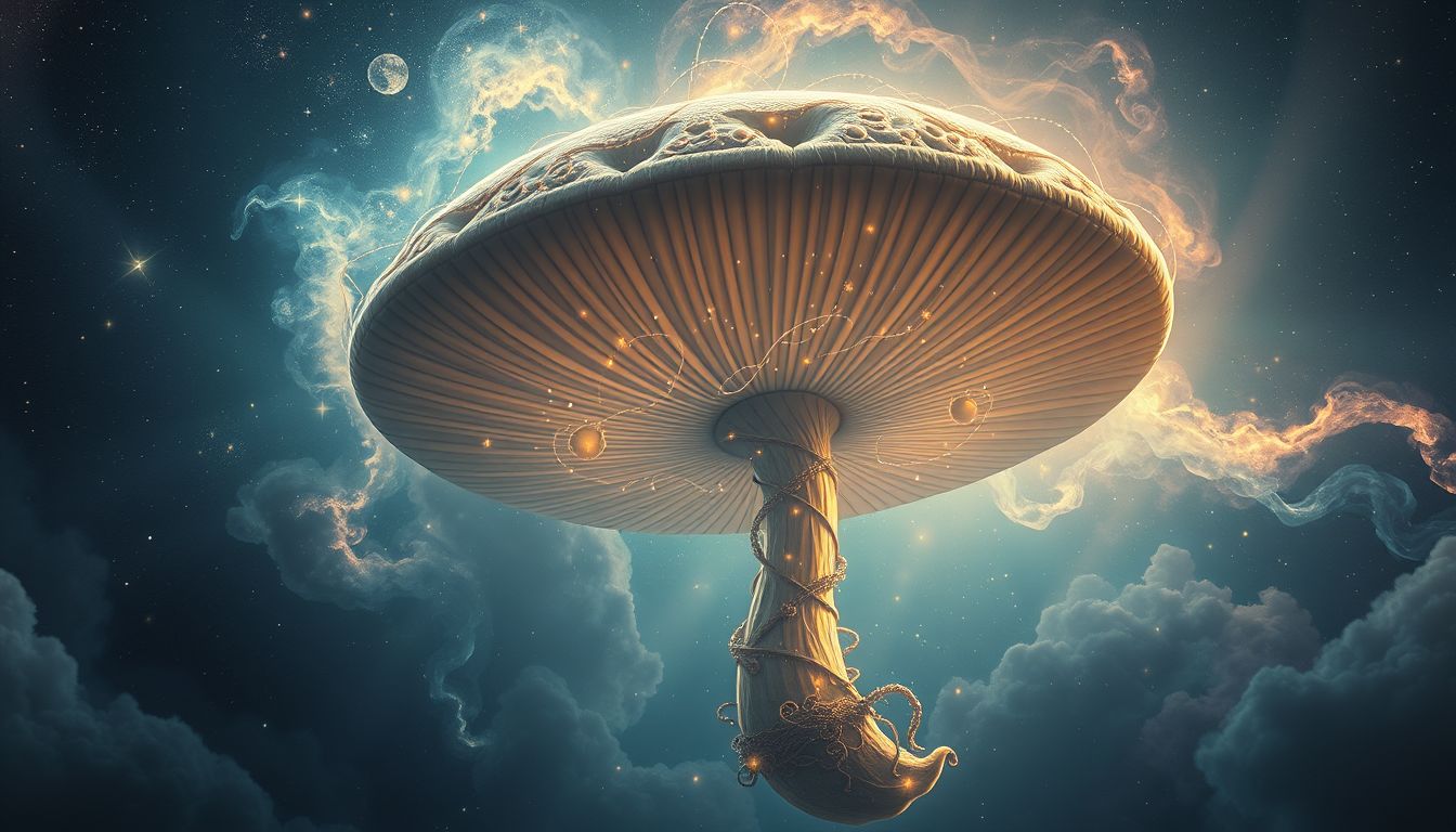 Ein riesiger Parasolpilz symbolisiert Wachstum und Schutz im Traum.