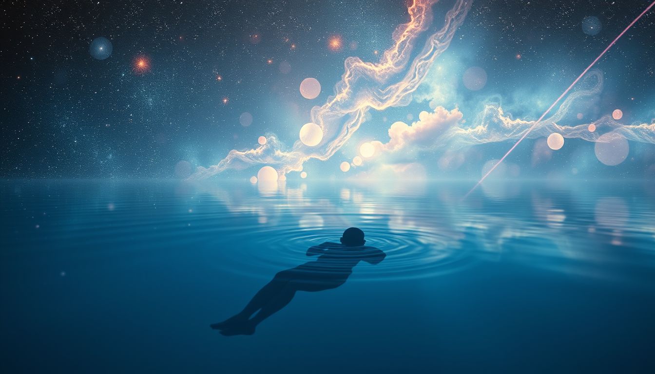 In einem tiefen See versinken symbolisiert überwältigende emotionale Herausforderungen.