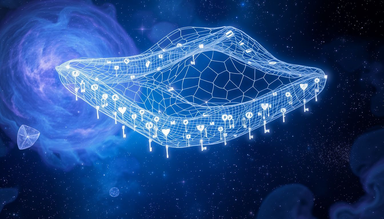 Ein Netz voller Schlüssel symbolisiert verborgene Lösungen und Möglichkeiten.