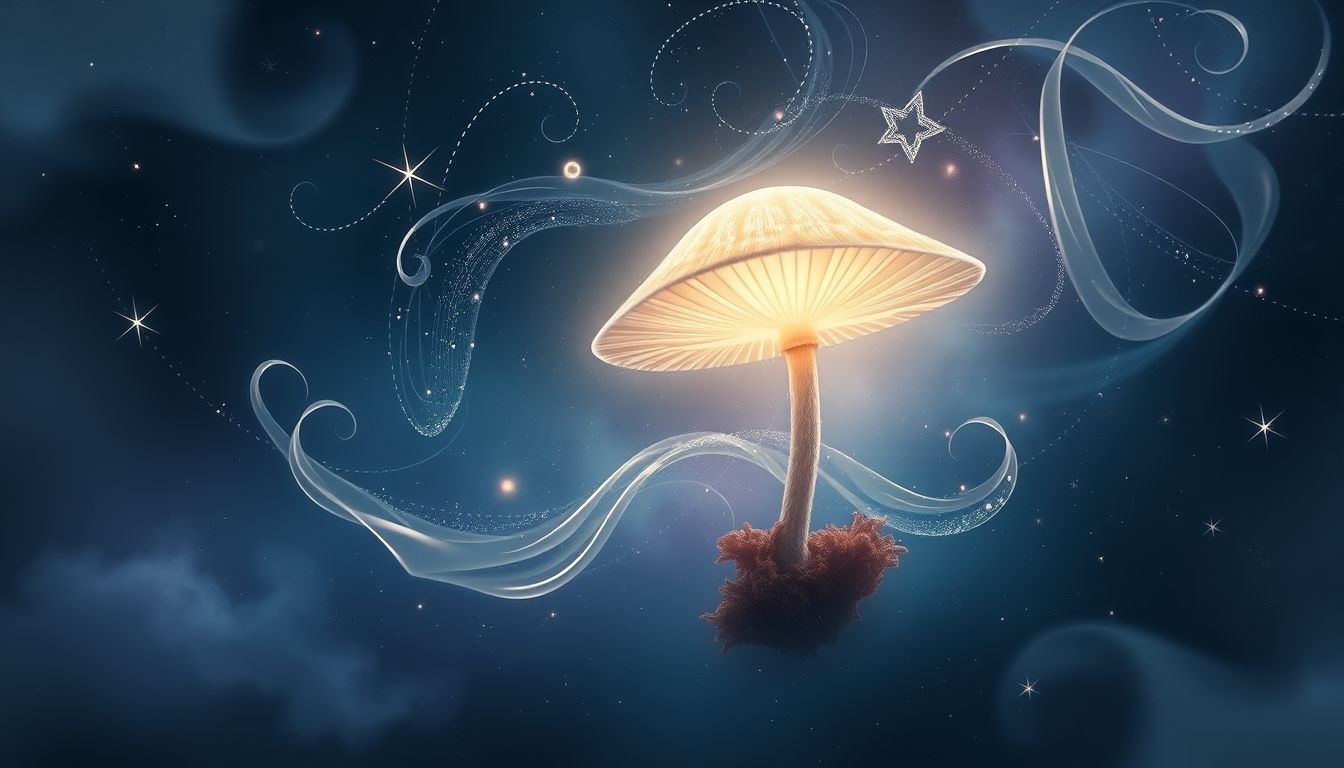 Ein sprechender Parasolpilz symbolisiert verborgene Weisheit und Erkenntnis.