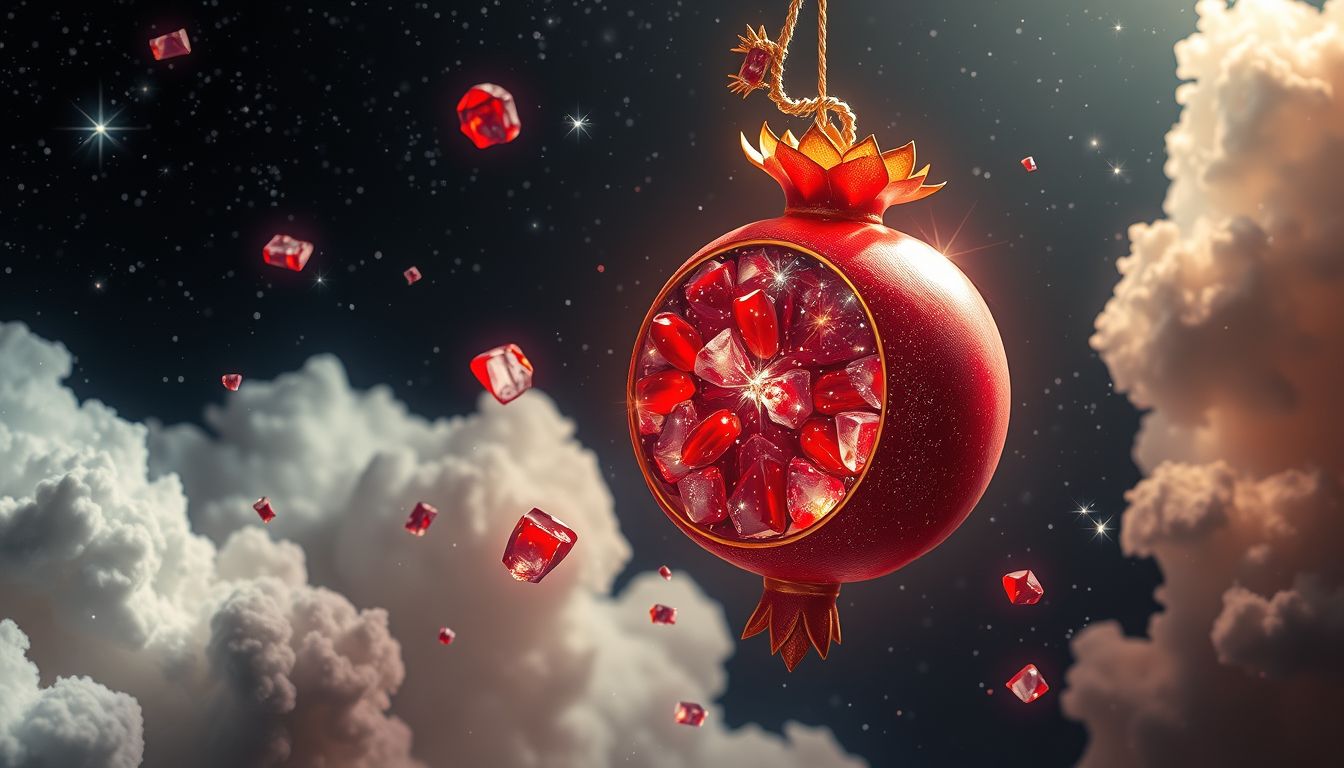 Ein Granatapfel als Schmuck symbolisiert Fruchtbarkeit und Leidenschaft.