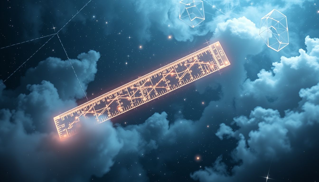 Ein Lineal im geometrischen Muster symbolisiert präzise Lebensstrukturen.