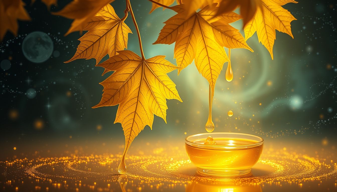 Ahornsirup im Traum symbolisiert süße Belohnungen und Fülle.