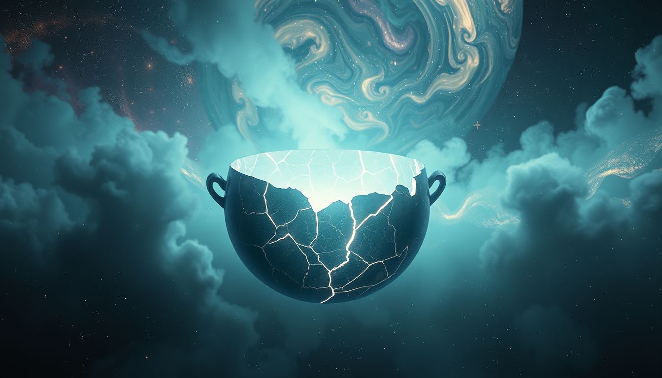 Ein kaputter Kessel symbolisiert innere Konflikte und emotionale Blockaden.