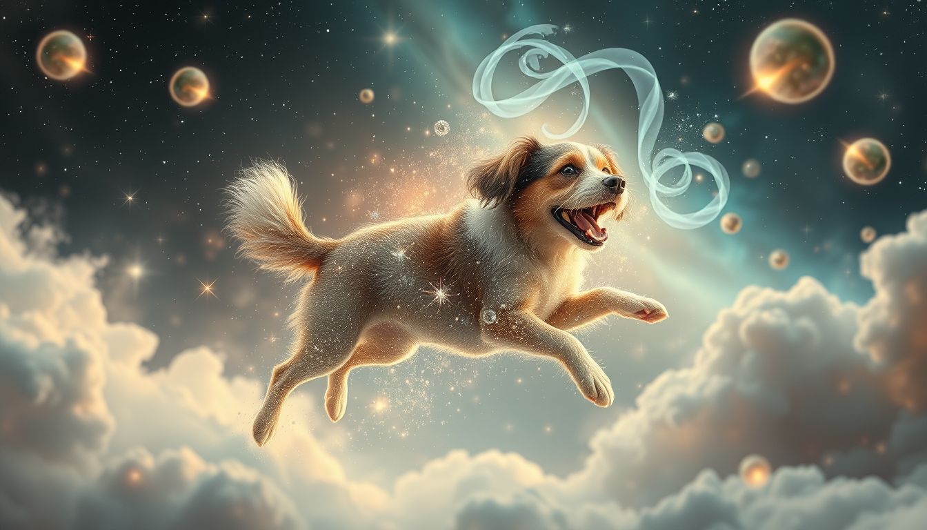 Ein spielender Mischlingshund symbolisiert Freude und unbeschwerte Freiheit.