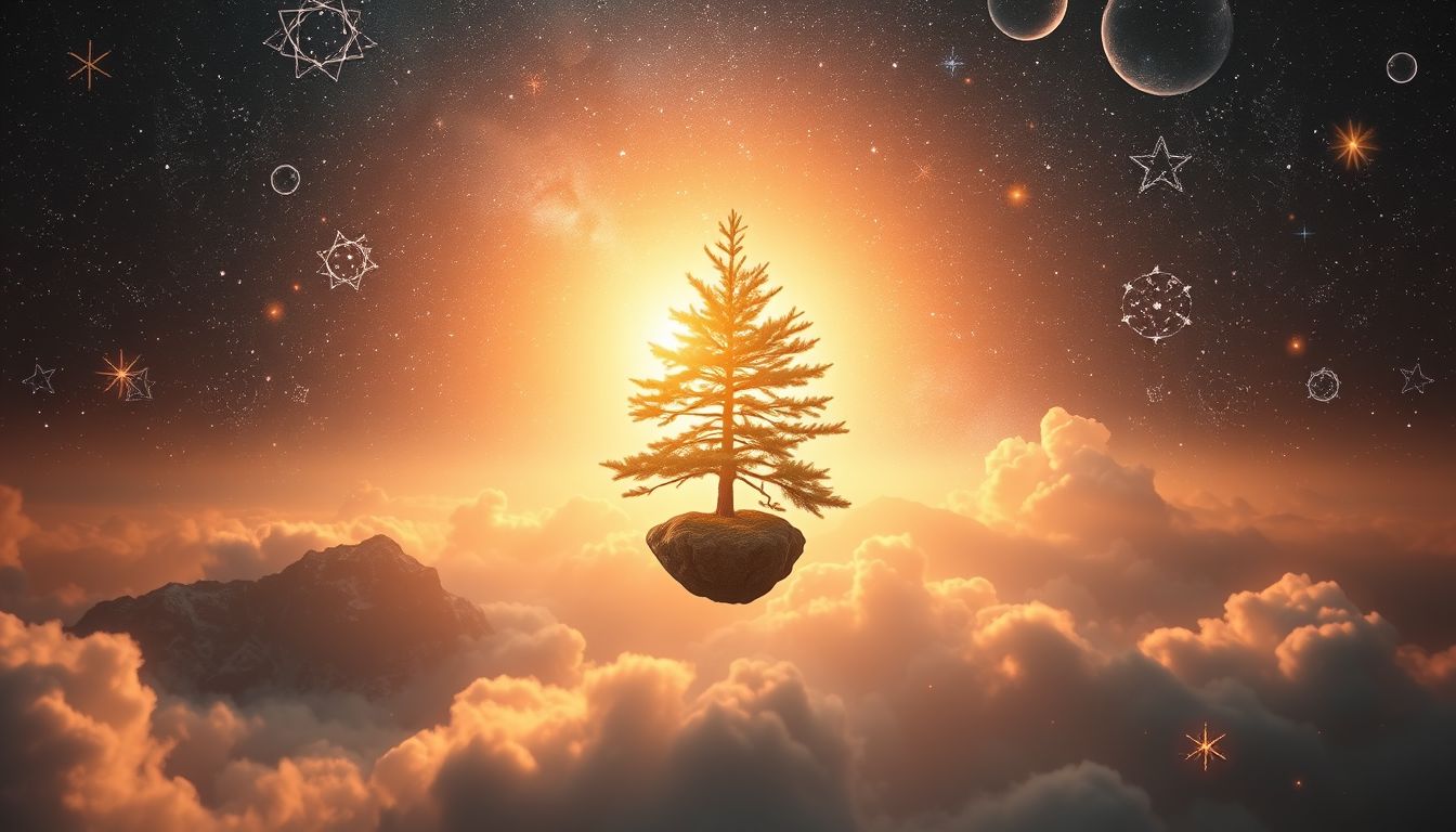 Eine Bergkiefer im Sonnenschein symbolisiert Kraft und Neubeginn.