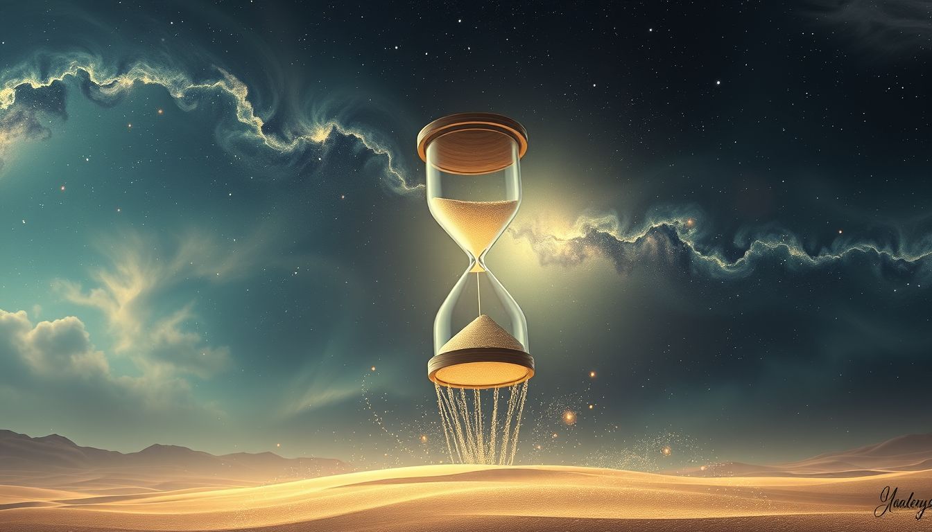 Eine riesige Eieruhr symbolisiert die Dringlichkeit im Traumleben.