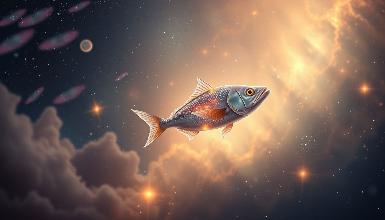 Ein sprechender fliegender Fisch symbolisiert unerwartete Weisheit im Traum.