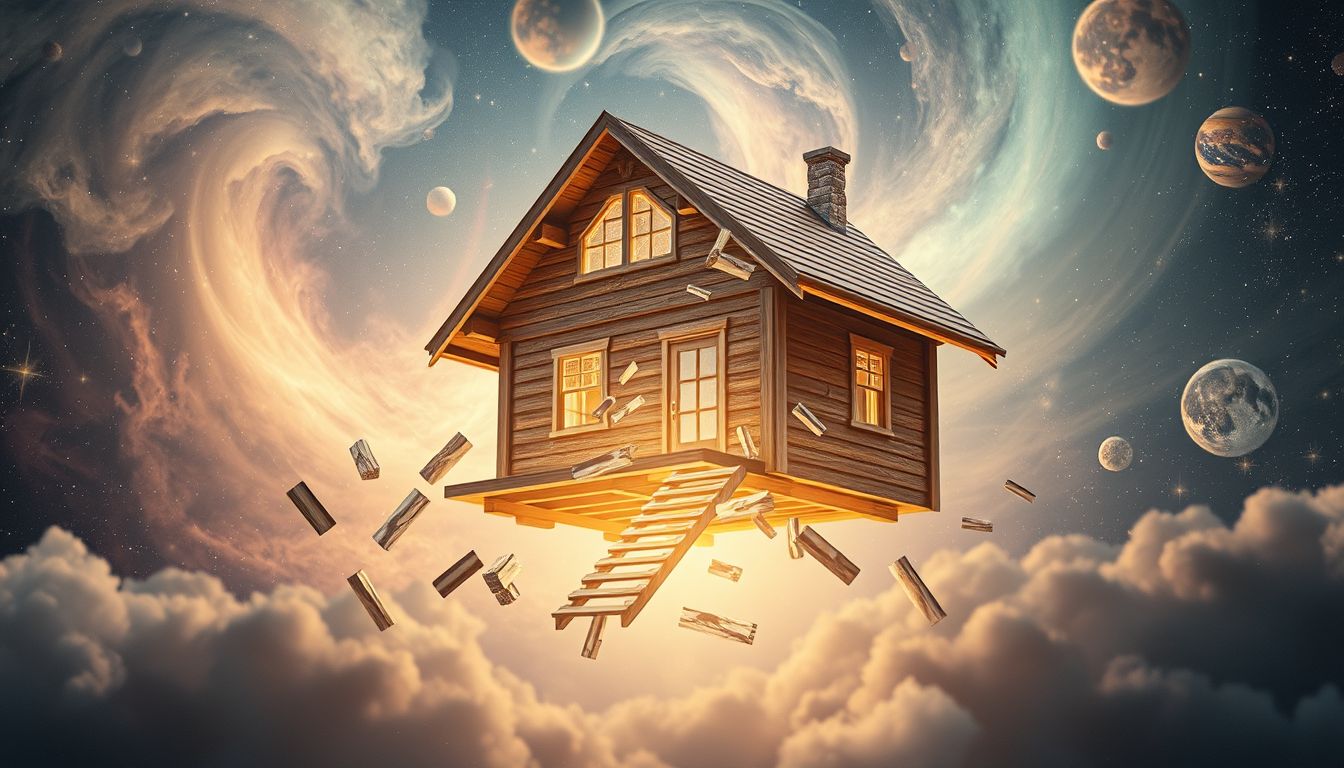 Ein Holzhaus abbauen symbolisiert Loslassen und Neubeginn im Traum.