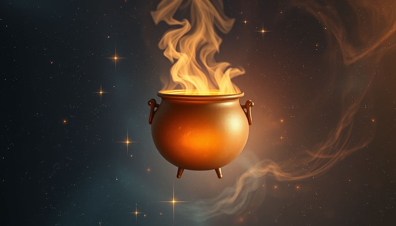 Ein Kessel ohne Feuer symbolisiert unerfüllte Energie und Potenzial.