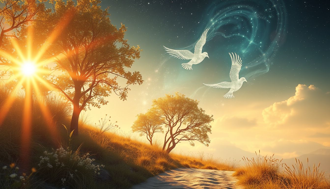 Ein Spaziergang in der Natur symbolisiert innere Harmonie und Glück.