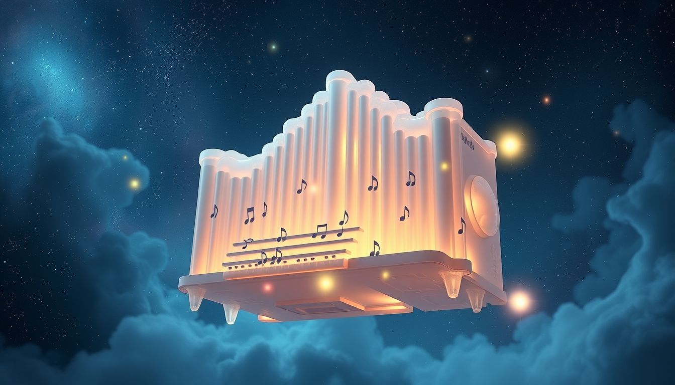 Eine Orgel symbolisiert im Kirchentraum göttliche Harmonie und Spiritualität.
