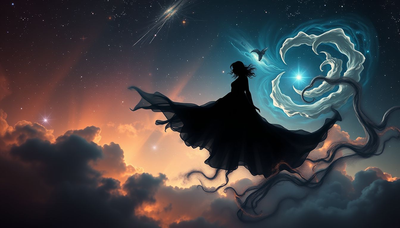 Der schwarze Schatten symbolisiert verborgene eigene Persönlichkeitsanteile im Traum.