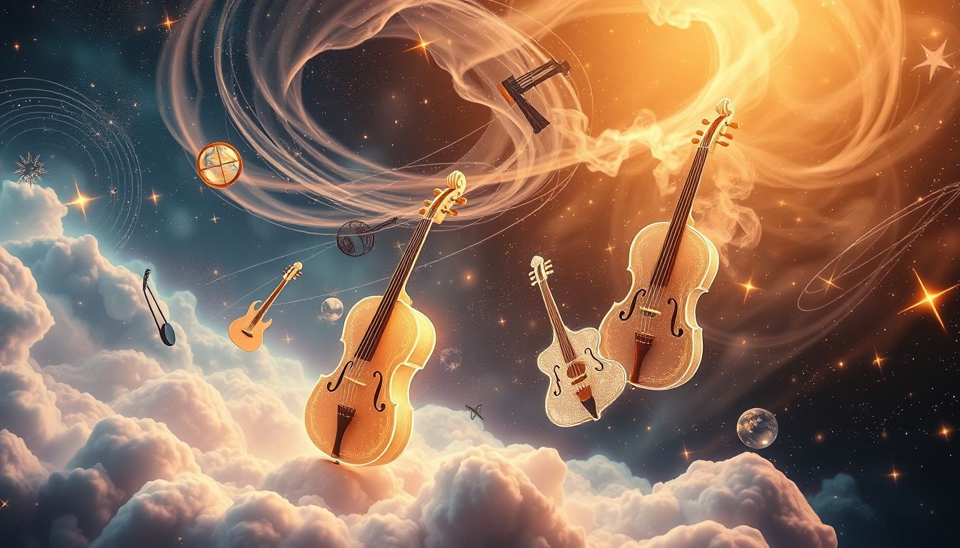 Instrumente im Traum symbolisieren oft kreative Ausdrucksmöglichkeiten und Gefühle.