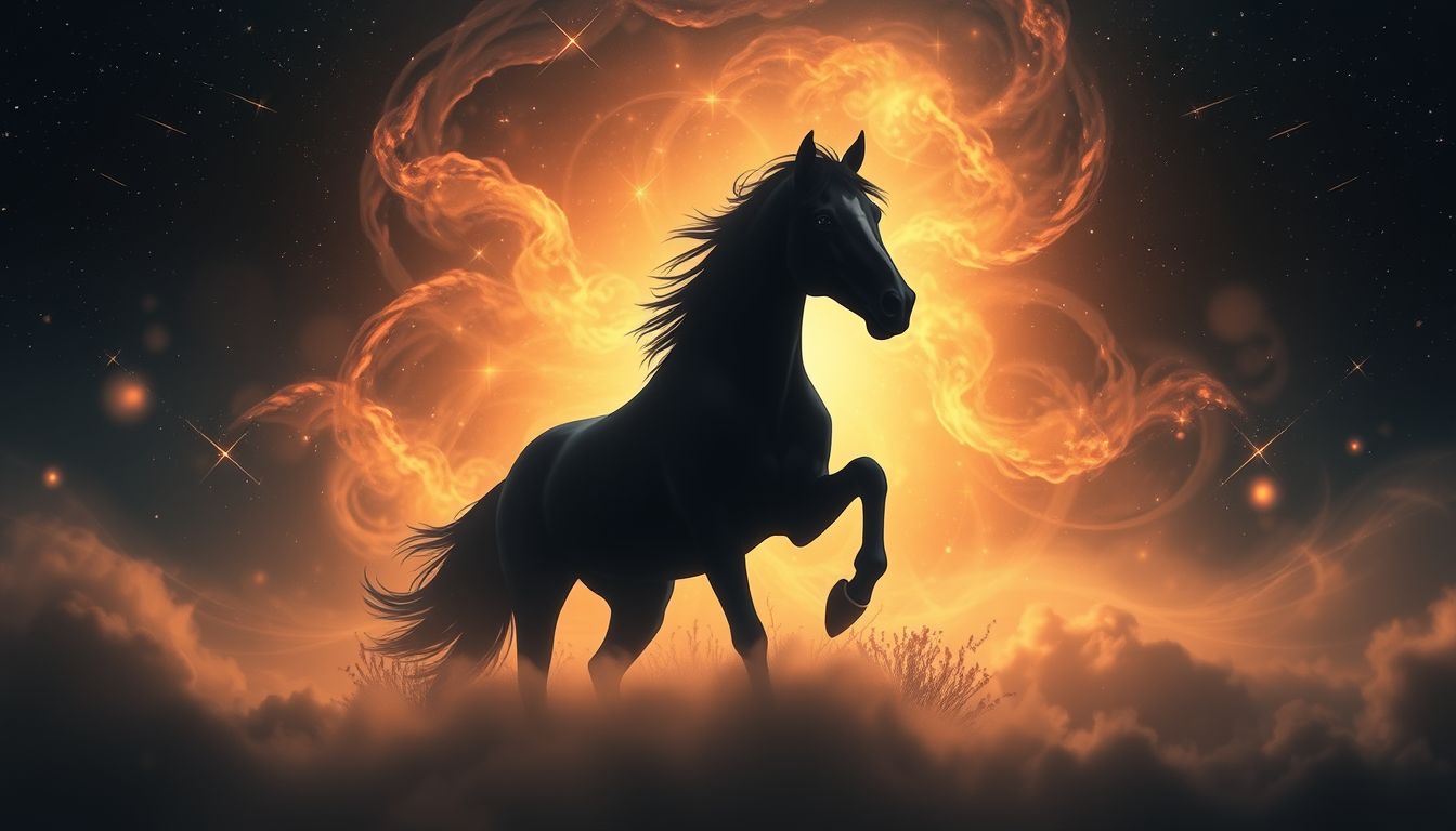 Schwarze Pferde symbolisieren im Traum oft Geheimnisse und Stärke.
