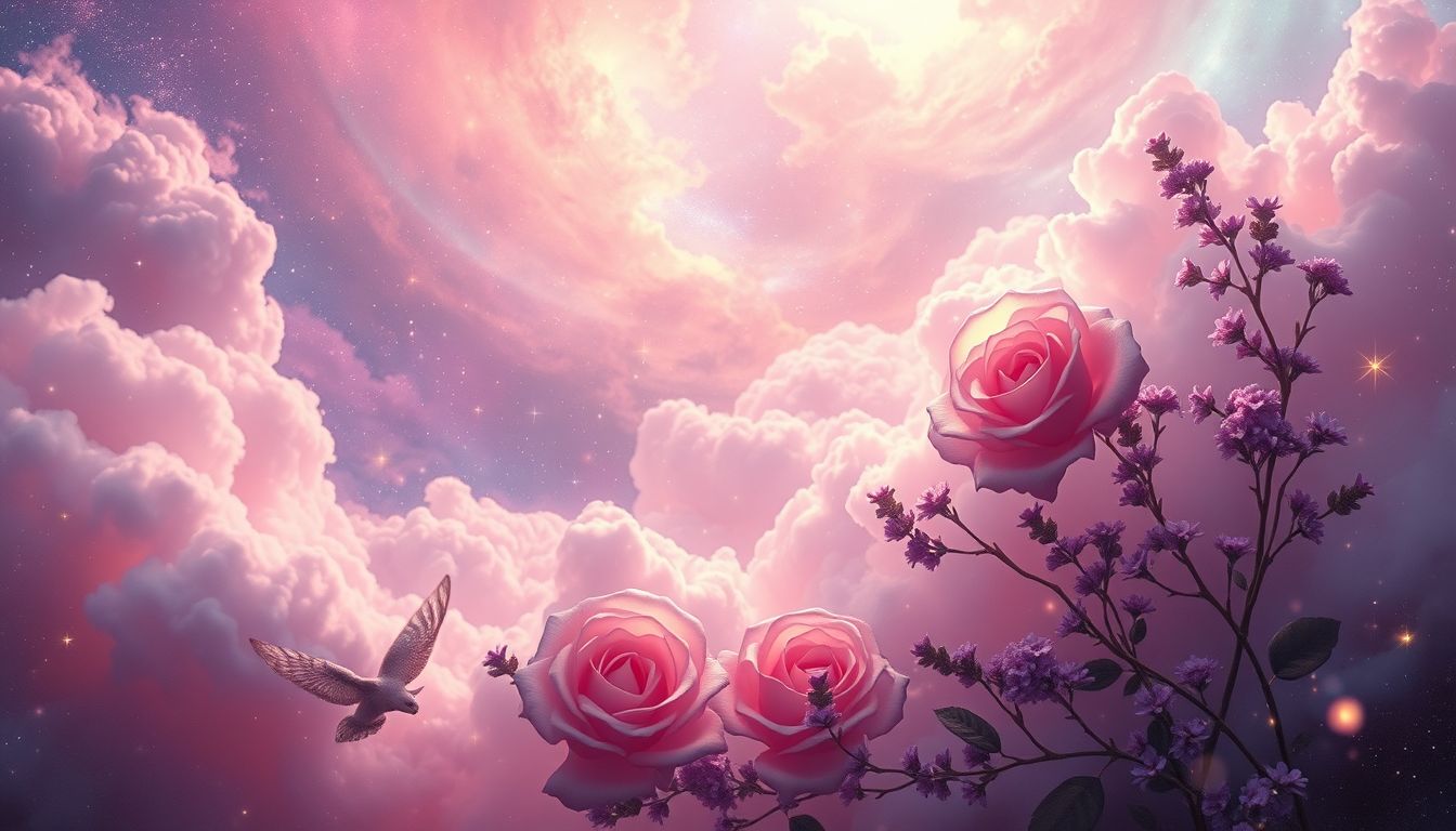 Rosen und Lavendel im Juni-Traum symbolisieren Liebe und Ruhe.