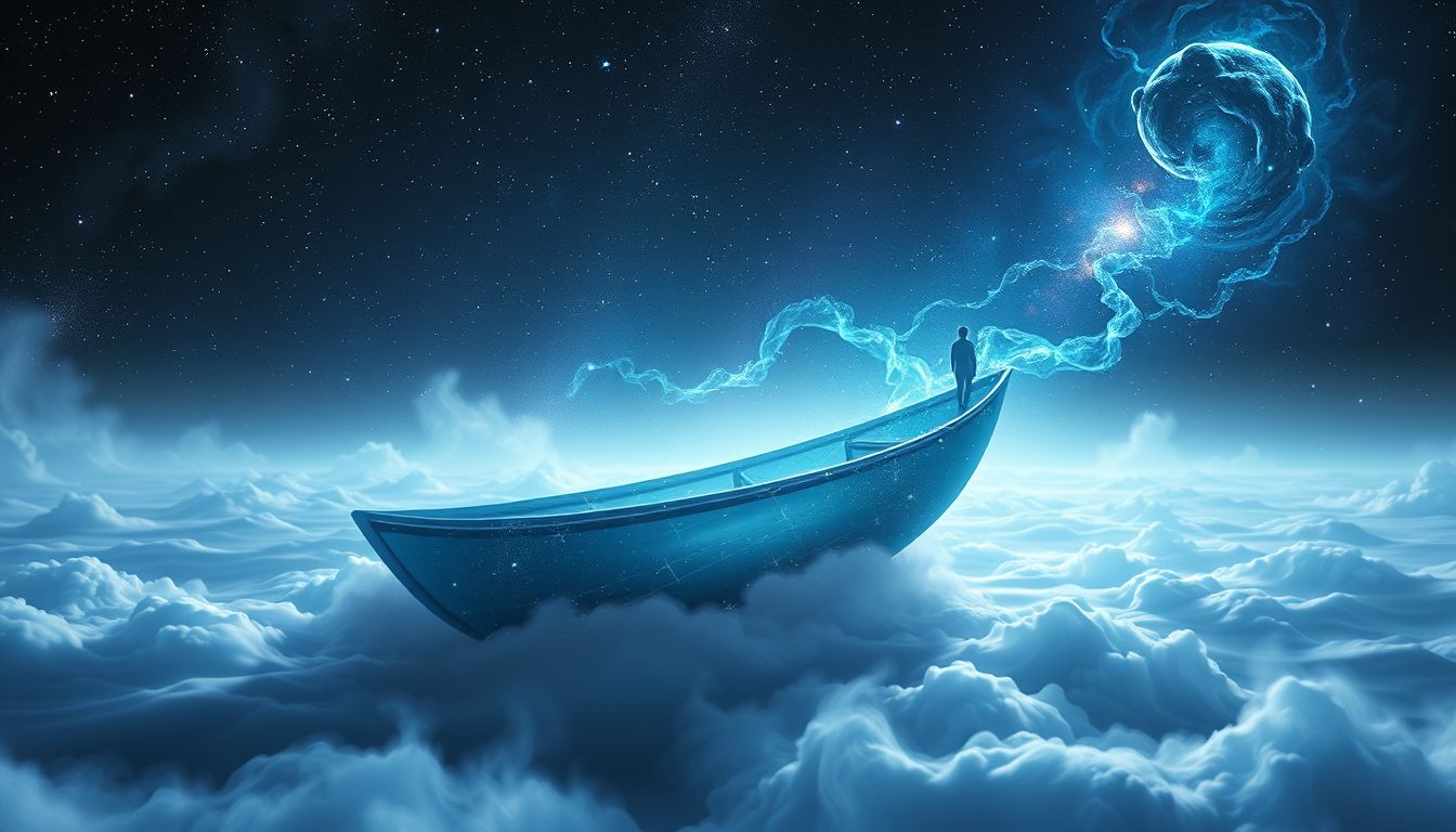 Vorwärtsgehen auf einem Boot symbolisiert Fortschritt trotz Unsicherheit.