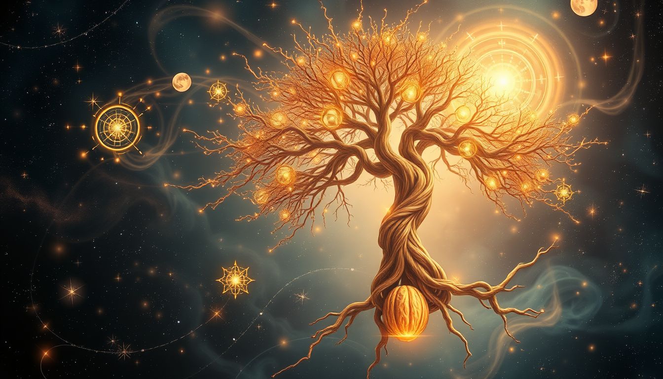 Der Nussbaum symbolisiert Weisheit, Fruchtbarkeit und geistiges Wachstum.