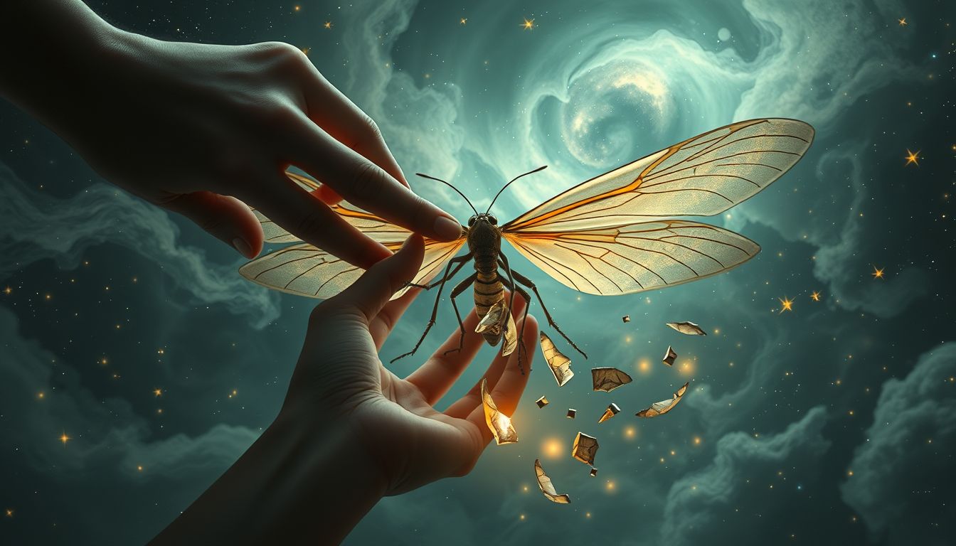 Das Zupfen von Insektenflügeln symbolisiert Verlust von Kontrolle im Traum.