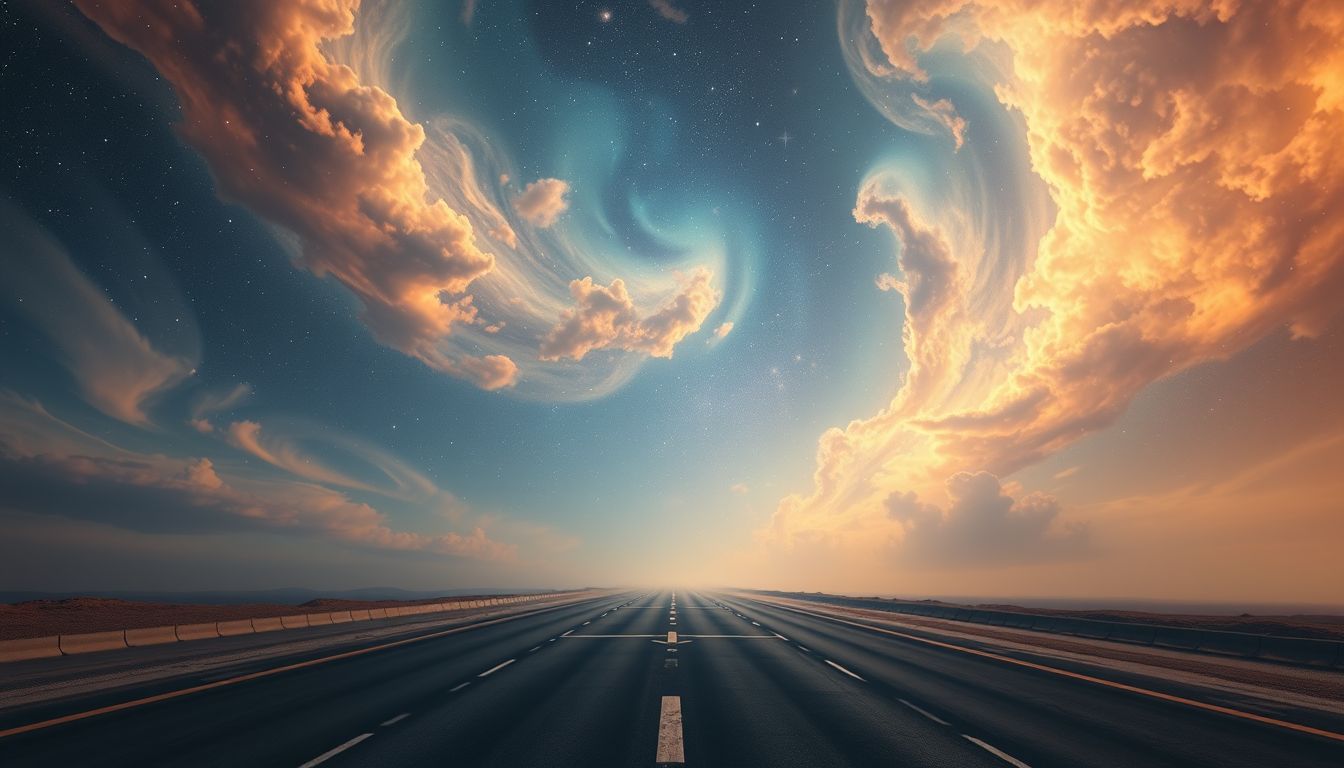 Eine leere Autobahn im Traum symbolisiert Freiheit und Klarheit.