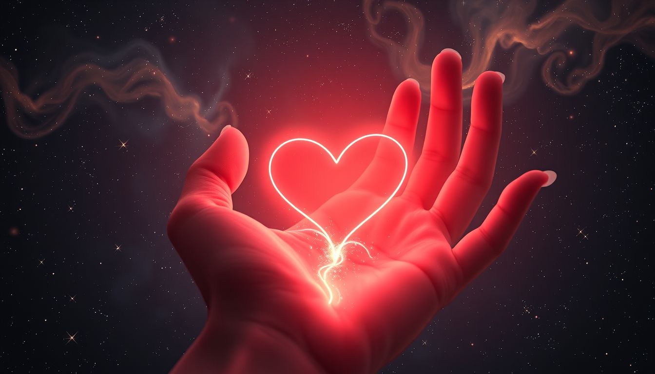 Eine starke Herzlinie im Traum symbolisiert emotionale Klarheit und Balance.