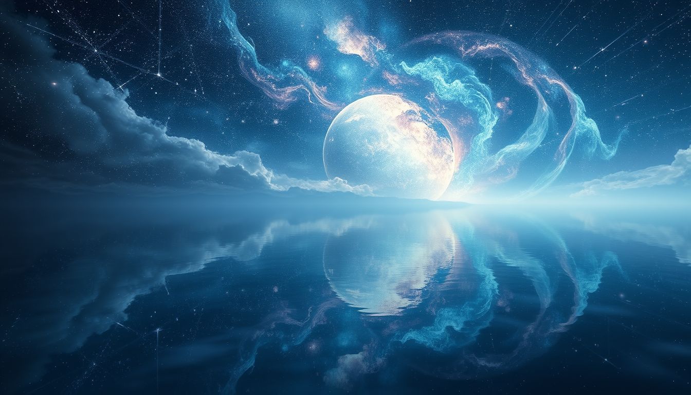 Ein stiller See symbolisiert tiefe innere Ruhe und Selbstreflexion.