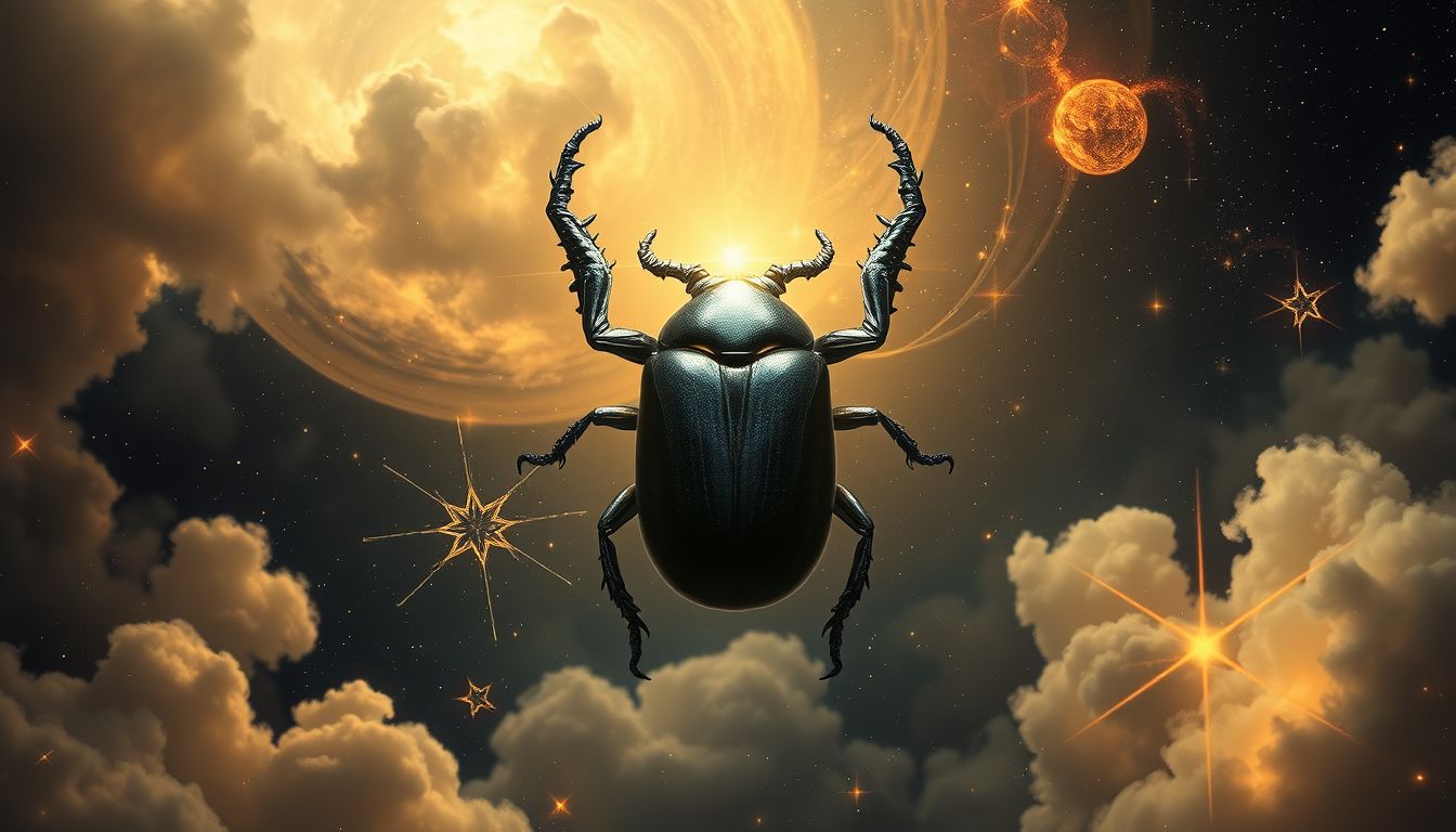 Ein schwarzer Skarabäuskäfer symbolisiert Schutz vor negativen Einflüssen.