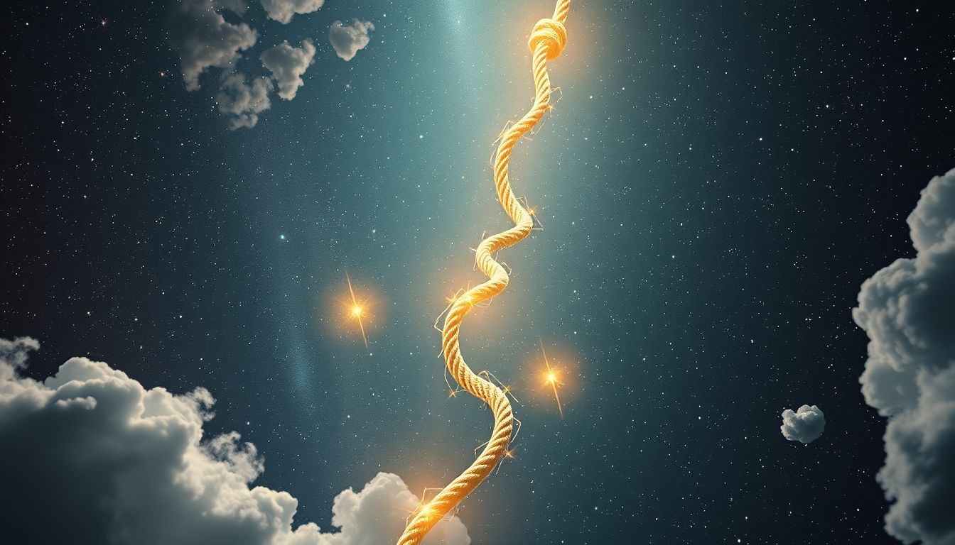 Ein Seil zum Klettern symbolisiert Überwindung von Herausforderungen im Traum.