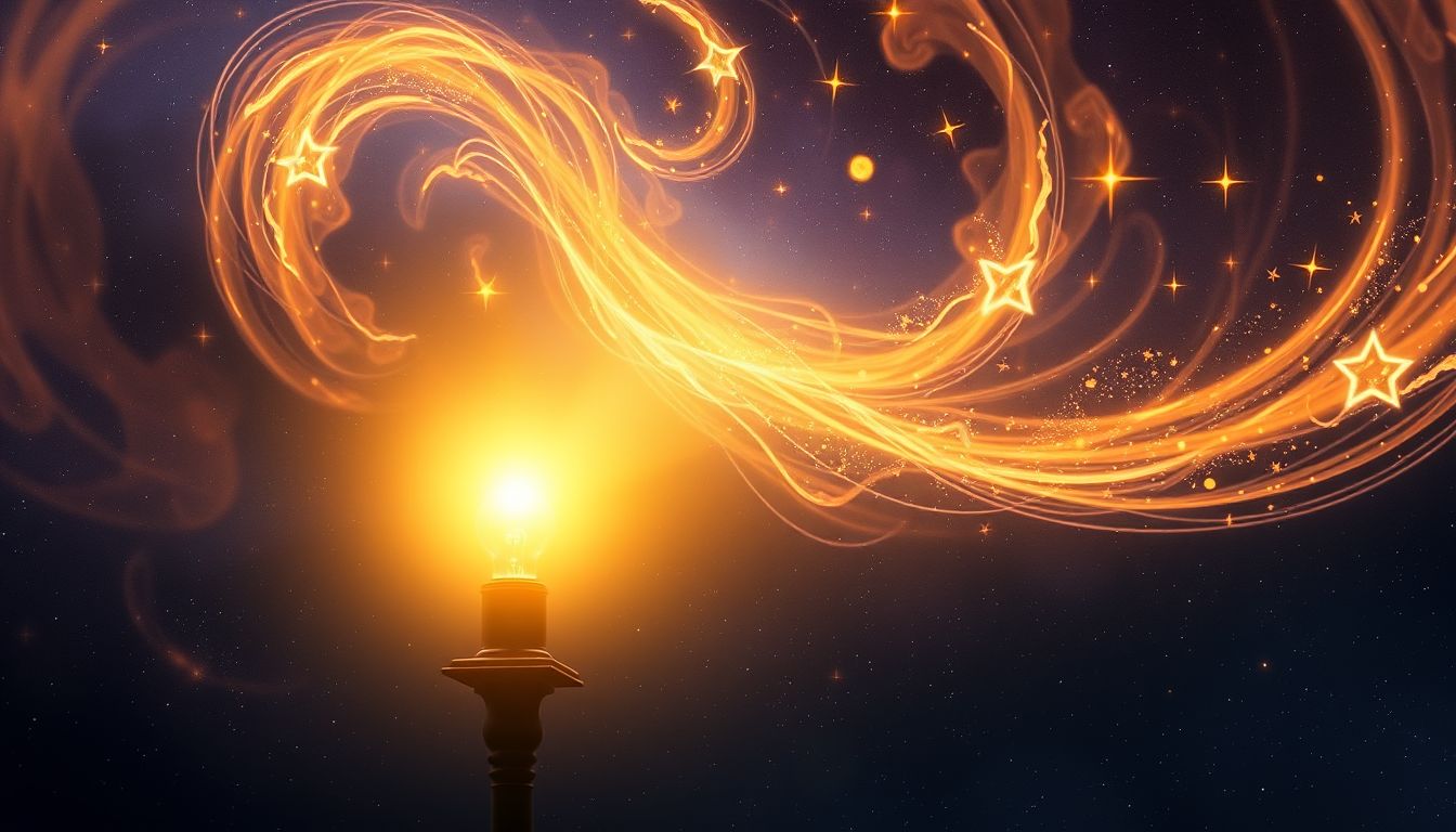 Ein heller Glühbirnen-Laternenmast symbolisiert Klarheit und Erkenntnis.