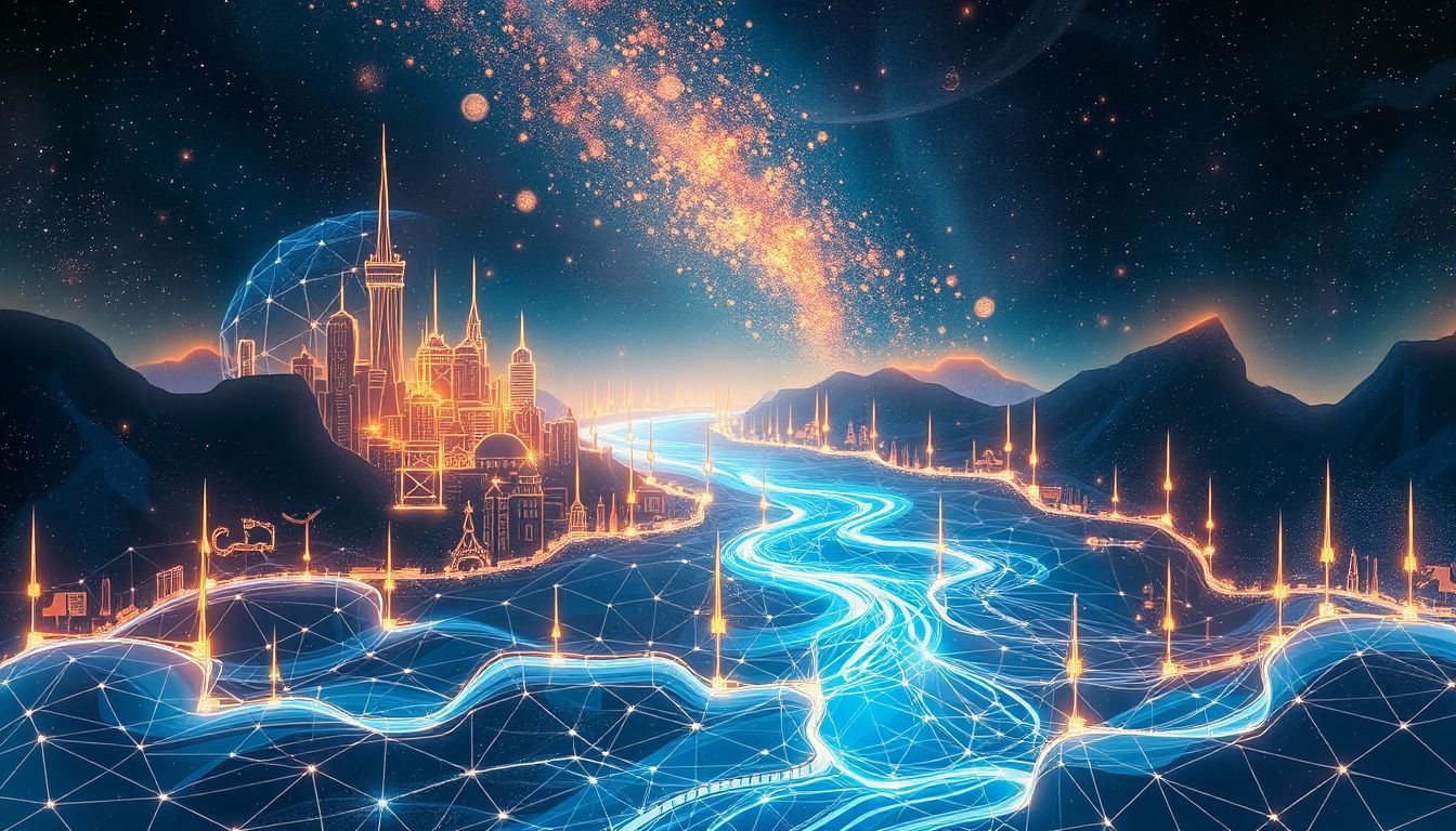 Strom symbolisiert fließende Kommunikation und lebendige Gemeinschaftsverbindungen.
