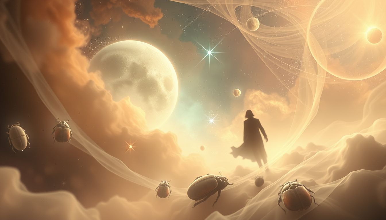 Vor Skarabäuskäfern fliehen symbolisiert Angst vor bedrängenden Problemen.