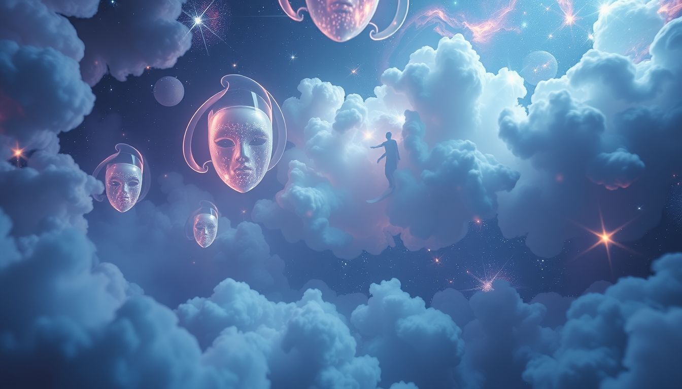 Ein futuristischer Maskenball symbolisiert geheime Identitäten und Innovation.