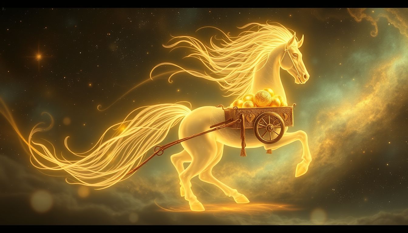 Ein Wagen voller Gold symbolisiert oft wachsenden materiellen Erfolg.