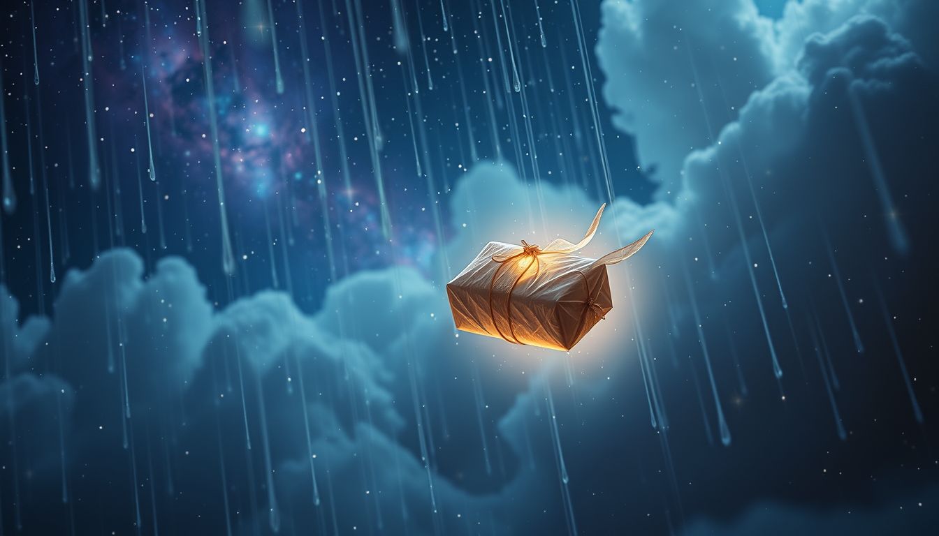 Ein Expresspaket im Regen symbolisiert seelische Schutzlosigkeit und Verletzlichkeit.