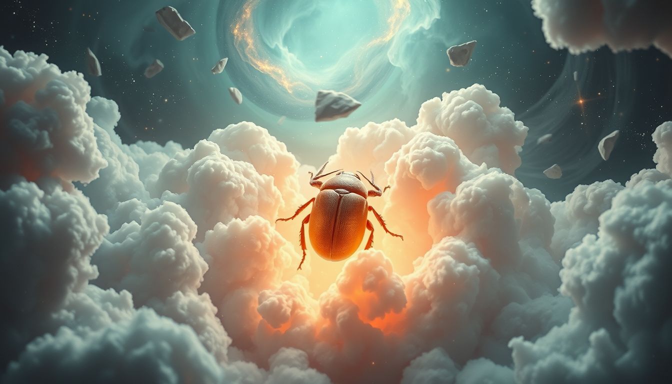 Ein toter Skarabäuskäfer symbolisiert das Ende eines Lebenszyklus.