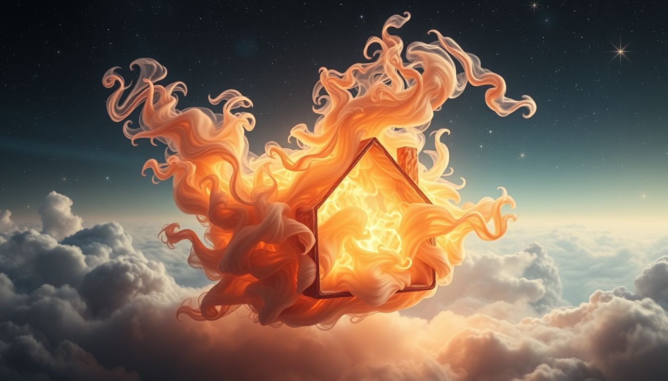 Ein brennendes Haus symbolisiert oft zerstörerische Veränderungen im Leben.