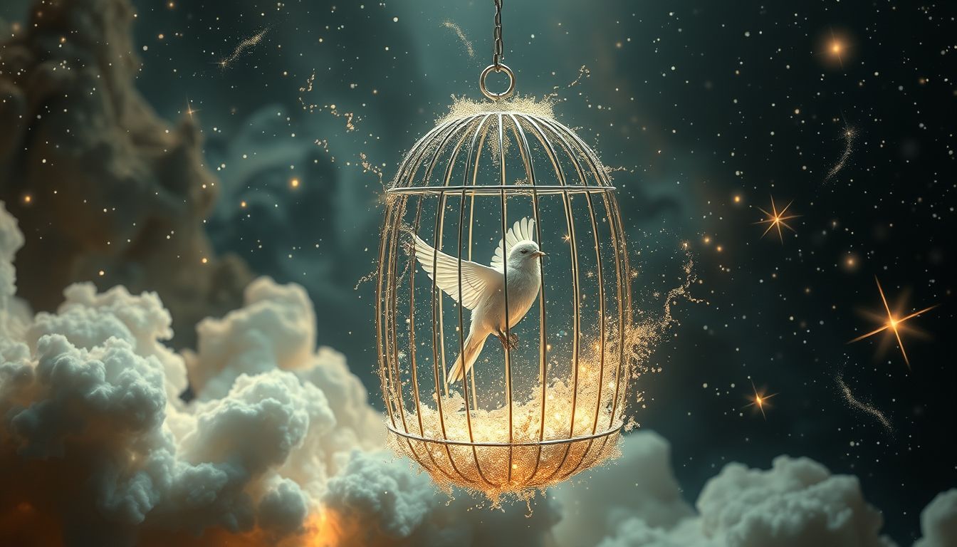 Ein gefangener Vogel im Traum symbolisiert eingeschränkte Freiheit und Sehnsucht.